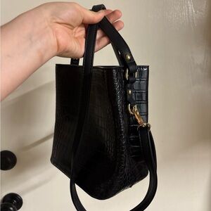 Rachel Zoe Black Croc-Embossed Crossbody Bag